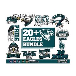 Eagles SVG Bundle, Elevate Your Fan Spirit with Sublimation Designs , Eagle SVG, Fly Eagles Fly Png, Go Eagles Go PNG, E