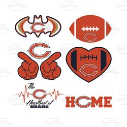 Chicago Bears Bears Svg Bundle, Sport Svg, Chicago Bears Svg, Bears Svg, Chicago Bears Logo, Football Svg, Heartbeat Bea