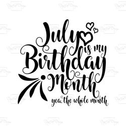 July Is My Birthday Month Shirt Svg, July Girls Svg, July Girls Shirt, Gift For Birthday, Silhouette Cameo, cricut file,
