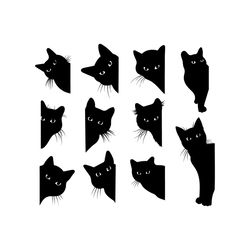 Cat SVG, Black cat svg, Peeking cat clipart, Peeping cat SVG, Halloween cat svg, cricut silhouette