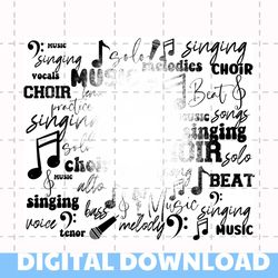 20 oz Skinny Tumbler Sublimation Design Template School Choir Blank Music Straight Design Digital Download PNG Music Wor