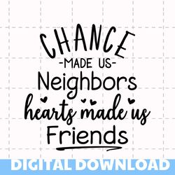 Chance Made us Neigbours Hearts Made us Friends SVG, Gifts for neighbors, Neighbor SVG, Friendship, Best friends, Files