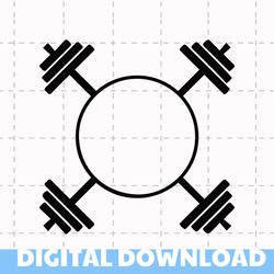 Crossed Barbells Monogram Svg, Weight Svg, Bodybuilding Svg. Vector Cut file Cricut, Silhouette, Pdf Png Eps Dxf, Decal