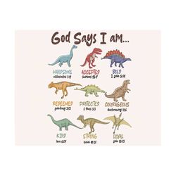 God says I am, Dinosaurs PNG, Sublimation Design, Digital Download,Womens, Kids Shirt PNG
