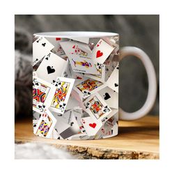 3D Playing Cards Mug Download PNG, 11oz 15oz Playing PNG, Sublimation Design Download, Coffee Mug Png, Playing Card PNG