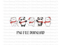 Christmas Panda PNG, Polar Bear Png, Cute Panda Christmas Png, Digital Download, Christmas Lights Png, Christmas Lights