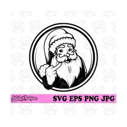 Santa Middle Finger svg, Merry Bright Christmas Clipart, Snow World Cut File, Yuletide Season Stencil, Winter Season dxf, Happy Holidays jpg