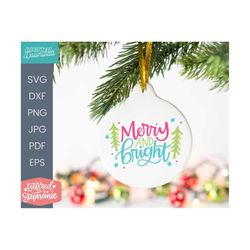 Merry and Bright SVG Cut File, funny christmas holiday shirt svg, for cricut, for silhouette