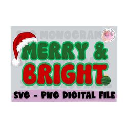 Merry & Bright - SVG - PNG - Cut File
