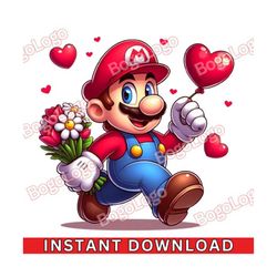 cute mario love png | super mario love png | heart balloon |  flower bouquet | happy valentines day | red hearts | insta