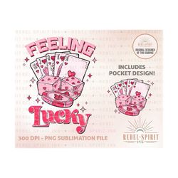Feeling Lucky PNG, Valentine Pocket Png, Valentine PNG Bundle, Valentine&39s Day PNG, Trendy Valentine&39s Day Png, Digi