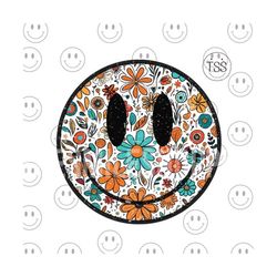 Distressed Smile Face PNG Retro flower png Stay groovy 70s inspired png Retro boho png Designs Digital download sublimat