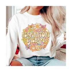 Respiratory Therapy Png, Respiratory Therapist Sublimation Designs, RT Png File Digital Download, Retro Groovy Floral Di