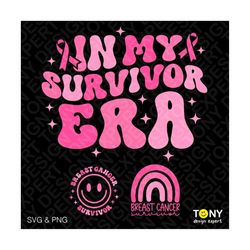 In My Cancer Survivor Era Svg Png, Breast Cancer Survivor Svg Front Pocket Trendy Retro Groovy Digital Download Sublimat
