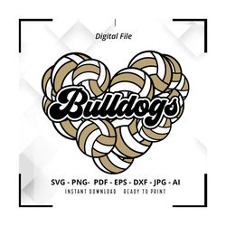 Bulldogs Heart SVG PNG, Bulldogs svg, Bulldogs Volleyball svg, Heart Designs Mascot,Volleyball Mom svg,Bulldogs Cheer svg,Bulldogs Shirt svg