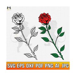 Rose Svg, Red Rose Svg, Flower Svg, Rose Vector, Rose Clipart, Rose Cricut, Rose Cut file, Rose Flower Svg, Floral Svg, Rose Laser Engraving