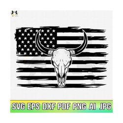 Cow Skull with USA Flag Svg, Floral Cow Svg, Cow Svg, Bull Svg, Cow Skull Svg, Cow Skull Boho Svg, Cow Clipart, Cow Cricut, Cow Cutfile Png