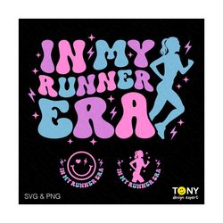 In My Runner Era Svg Png, Runner Svg, Running Era Svg Front Pocket Trendy Retro Groovy Wavy Digital Download Sublimation PNG & SVG Cricut