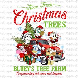 Blue Dog Tree Farm Christmas Png, Blue Dog and Family Png, Christmas Cartoon Png, Christmas Png File, Christmas Family P