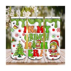 3D Inflated In My Mom Era 20oz Skinny Tumbler Png, Blue Dog Tumbler Wrap, Puff Christmas 20oz Tumbler, Christmas Movies