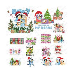 Blue Dog Family Png, Christmas Cartoon Png Bundle, Christmas Magical Sublimation, Christmas Family Shirt Design Png Bund