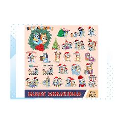 New Christmas Blue Dog Bundle, Christmas Family Shirt Design Png Bundle, Blue Dog Family Png, Christmas Cartoon Png Bund