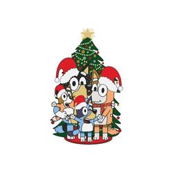 Blue Dog Christmas Png, Bluey Friends Christmas Png