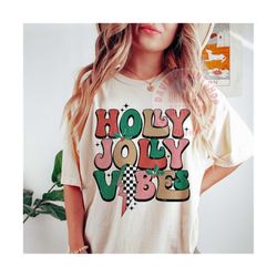 Holly Jolly Vibes Sublimation Design, Retro Christmas Png Sublimation Design Downloads, Vintage Christmas Shirt Design,