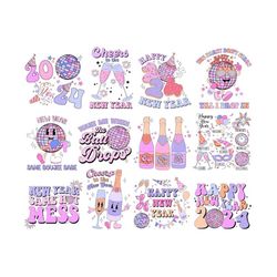 Happy New Year Png Bundle, Retro Happy New Year Eve 2024 Bundle Png, Disco Ball New Year&39s PNG, Peace Love Party Png,