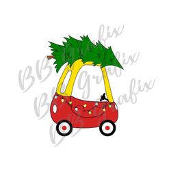 Digital Png File Cozy Coupe Boy First Christmas Car Tree Lights Printable Clip Art Sticker Waterslide Sublimation Design