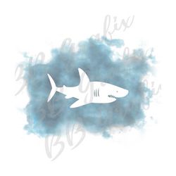 Digital Png File - Shark - Watercolor - Blue-Grey - Sublimation Design - INSTANT DOWNLOAD