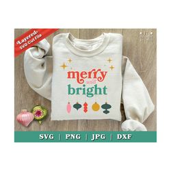 Merry and Bright SVG cut file, Christmas svg, Vintage Christmas svg, retro christmas svg, Merry & Bright svg | xmas svg | png | dxf | jpg