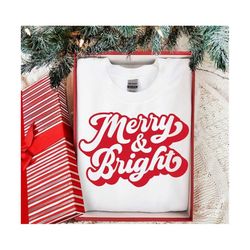 Merry And Bright SVG, PNG, Christmas Retro Svg, Christmas Svg, Merry Christmas Svg, Christmas Shirt Svg, Merry Svg