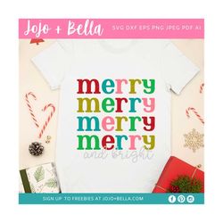 Christmas SVG, Merry Christmas SVG, Merry and Bright Svg, Rainbow Christmas Shirt Svg, Christmas cut files, Svg files for Cricut