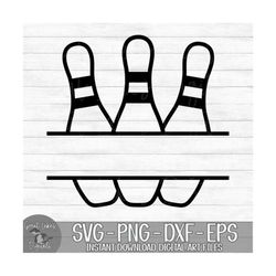 Bowling Split Monogram - Instant Digital Download - svg, png, dxf, and eps files included! Name Frame, Bowling Pins