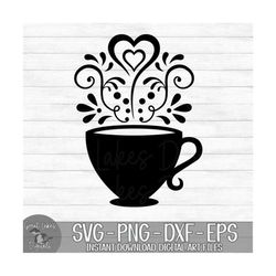 Coffee Cup, Tea Cup  - Instant Digital Download - svg, png, dxf, and eps files included!