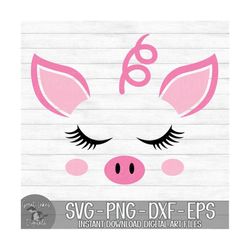 Pig Face - Instant Digital Download - svg, png, dxf, and eps files included! Farm Animals, Farm Pig, Cute Pig Face
