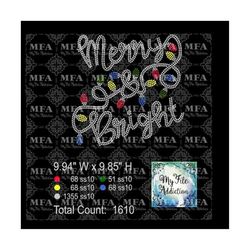 Instant Download Rhinestone SVG EPS Design File Merry and Bright 1 Christmas