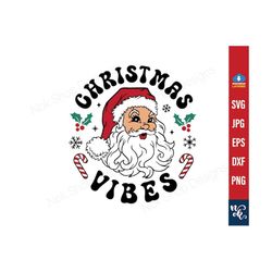 Christmas Vibes SVG PNG, Merry Christmas Svg, Holly Jolly Svg, Funny Christmas Svg, Merry And Bright Svg, Christmas Jumper Svg, Santa Svg