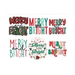 Merry and Bright PNG, Colorful Merry And Bright Svg, Merry Christmas PNG, Christmas Shirt, Digital Download