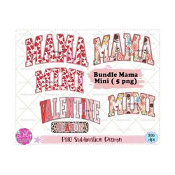 Mama Mini Valentine Sublimation PNG, Retro Love Png, Mama Flower, Valentine Season Png, Varsity, Hearts Png, Mama Mini Heart Png Floral Mama