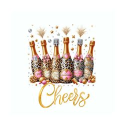 sparkly champagne bottle clipart, cheers new year 2024 png, celebration, cheers with champagne bottle png, new year png, digital art
