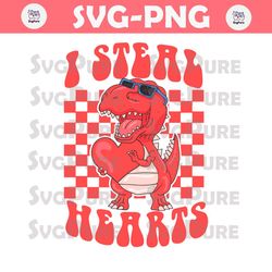 I Steal Hearts Valentine Dinosaur SVG