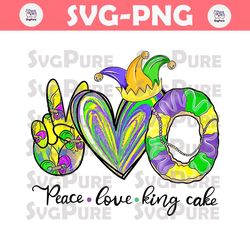 Peace Love King Cake Mardi Gras PNG