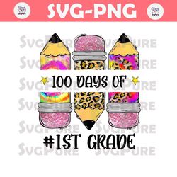 Retro 100 Days Of 1st Grade Pencil PNG