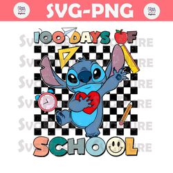 Cute Stitch 100 Days Of School PNG