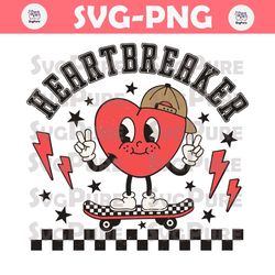 Retro Heart Breaker Happy Valentines Day SVG
