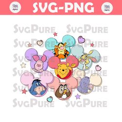 Vintage Winnie The Pooh And Friends Valentines Day PNG