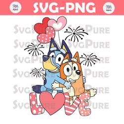 Blue Dog And Bingo Couple Valentine SVG