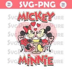 Vintage Valentines Day Mickey And Minnie Heart SVG
